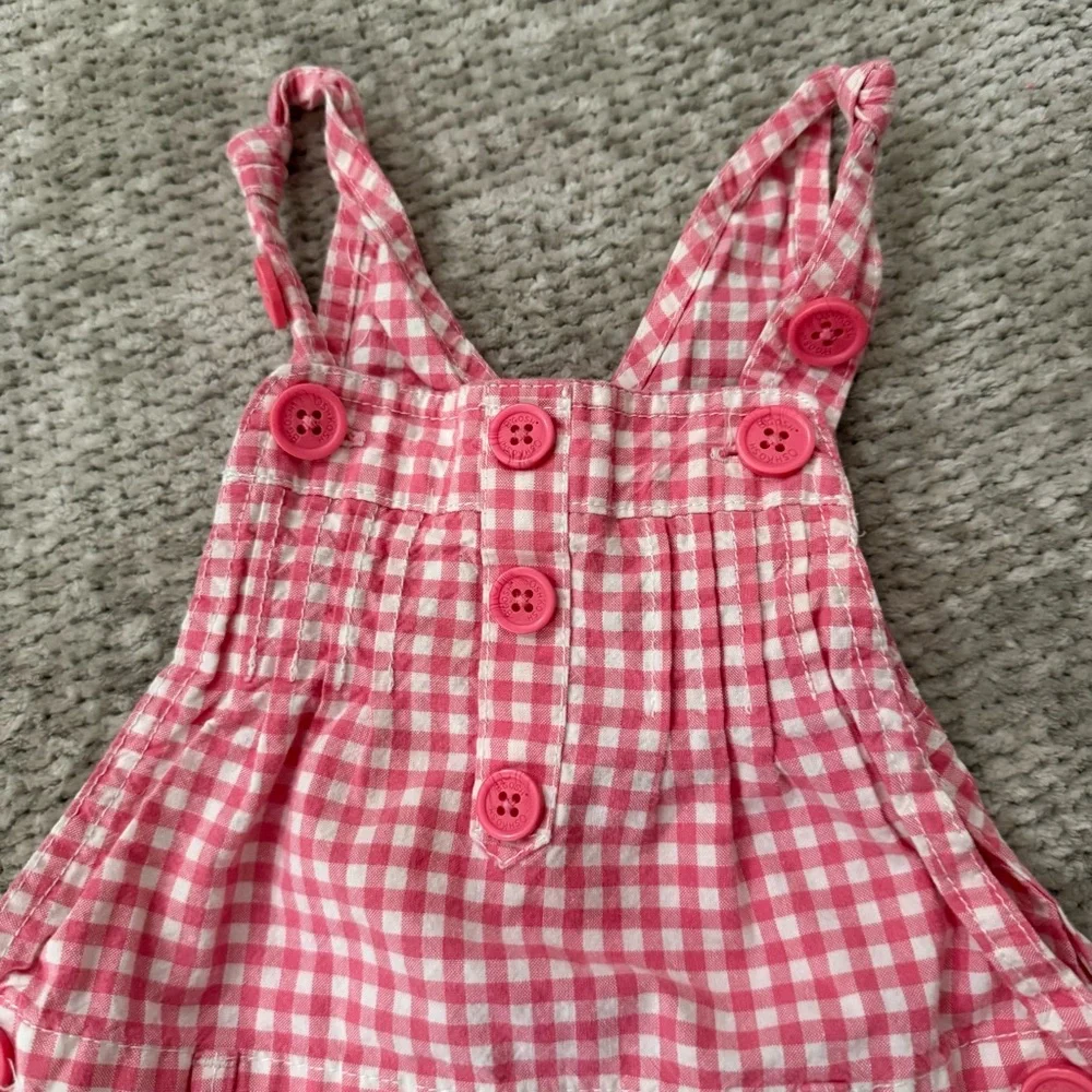 OshKosh B’gosh Pink Gingham Check Shortalls Toddler‎ Size 2T Vintage Vestbak